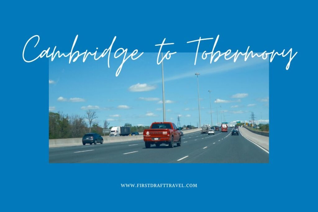 Open highway through Ontario farmland on the drive from Cambridge to Tobermory